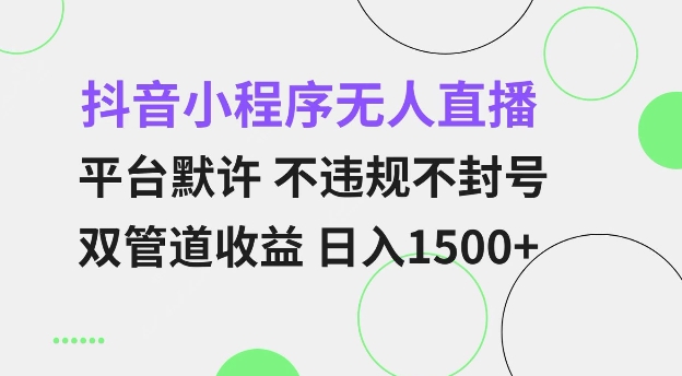 抖音小程序无人直播 平台默许 不违规不封号 双管道收益 日入多张 小白也能轻松操作【仅揭秘】-梦凌网创