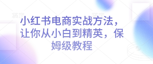 小红书电商实战方法，让你从小白到精英，保姆级教程-梦凌网创
