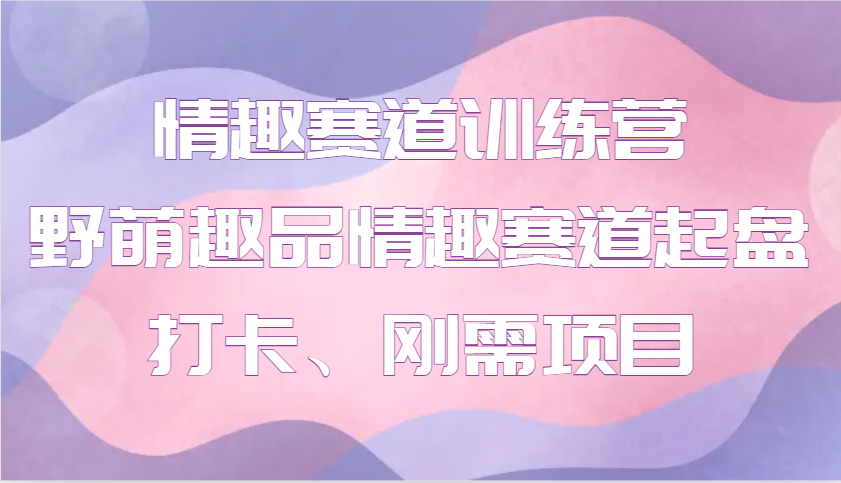 情趣赛道训练营 野萌趣品情趣赛道起盘打卡、刚需项目-梦凌网创