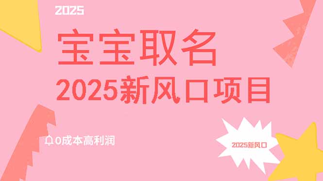 2025新风口项目宝宝取名，0成本高利润，附保姆级教程，月入过万不是梦-梦凌网创