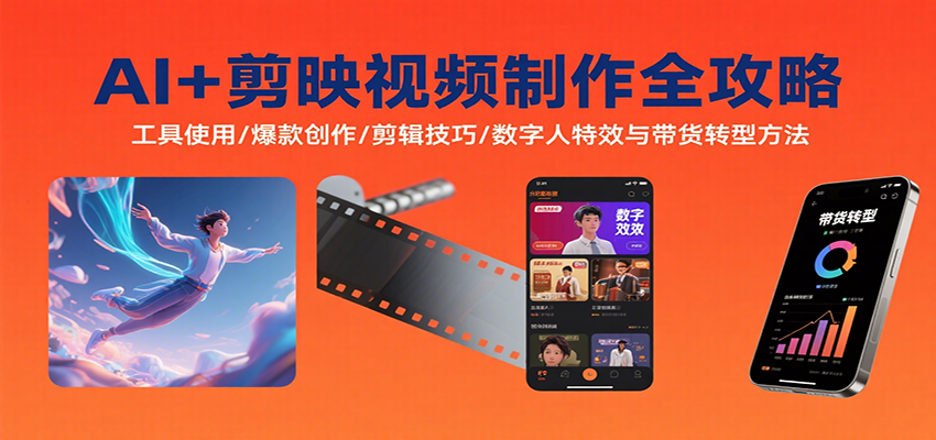 图片[1]-AI+剪映视频制作全攻略：工具使用/爆款创作/剪辑技巧/数字人特效与带货转型方法-梦凌网创