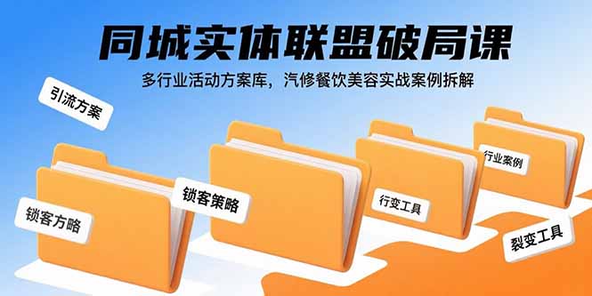 同城实体联盟破局课，多行业活动方案库，汽修餐饮美容实战案例拆解-梦凌网创