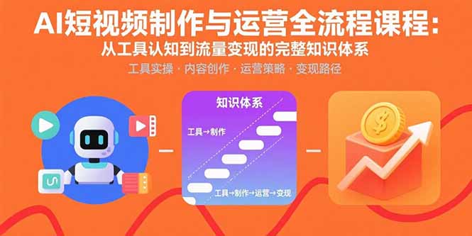 AI短视频制作与运营全流程课程：从工具认知到流量变现的完整知识体系-梦凌网创