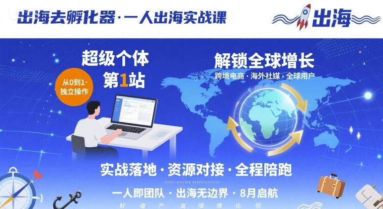 出海去孵化器，一人出海实战课，​超级个体第1站，解锁全球增长-梦凌网创