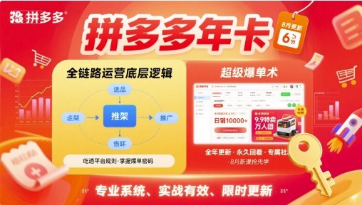 拼多多年卡【8月更新6节】拼多多全链路运营底层逻辑，超级爆单术-梦凌网创