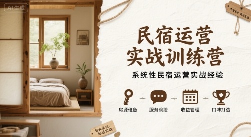 民宿运营实战训练营，系统性民宿运营实战经验-梦凌网创