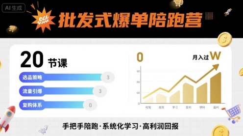 批发式爆单陪跑营，20节课带你实现批发式爆单，带你经松月入过W-梦凌网创
