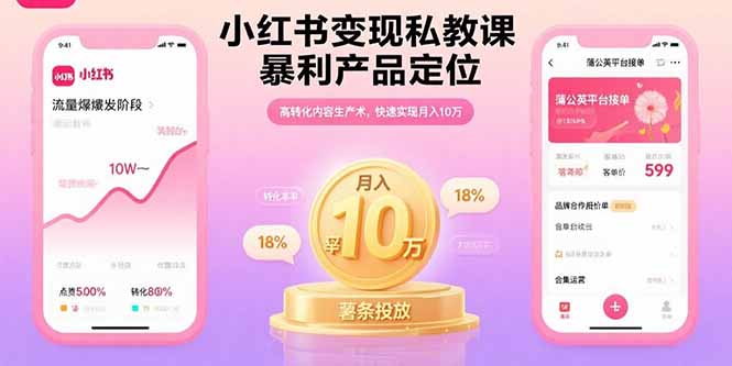 小红书变现私教课，暴利产品定位，高转化内容生产术，快速实现月入10万-梦凌网创
