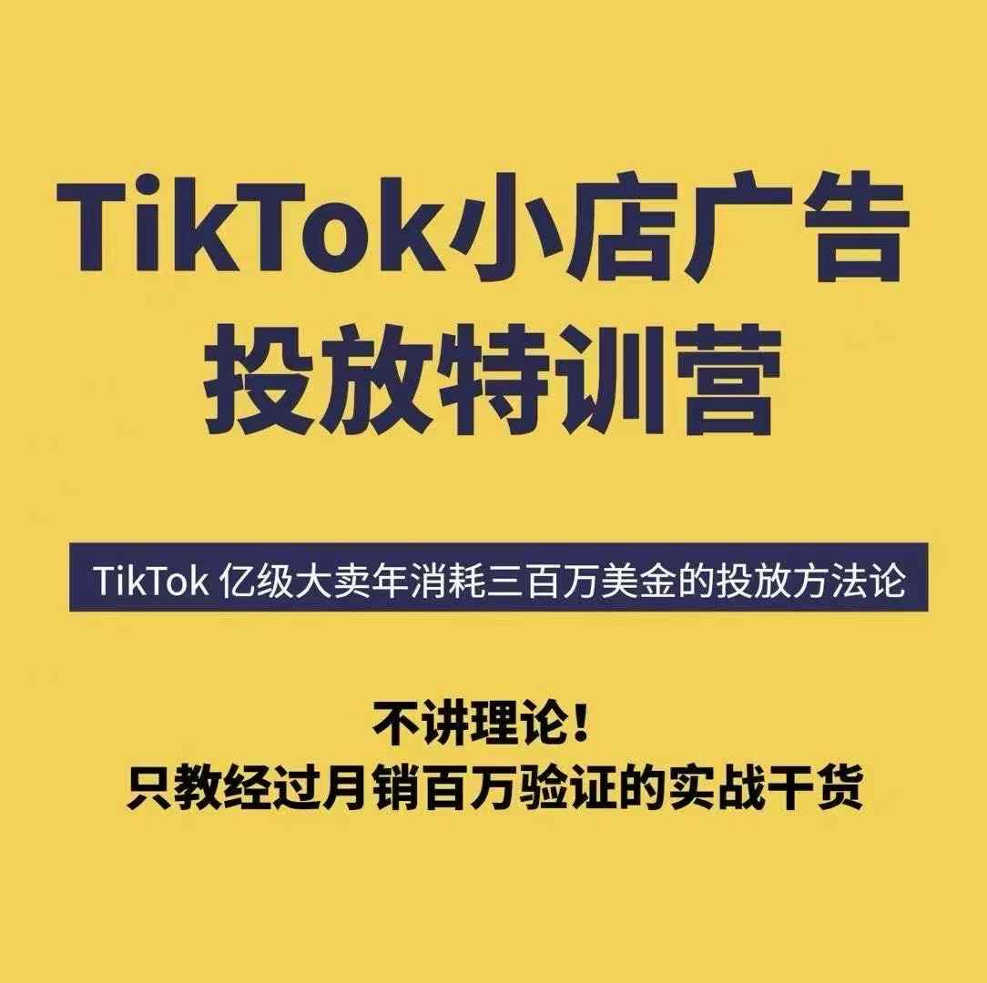 TikTok小店广告投放特训营，6天破局计划专治各种“投不动”，教你经过月销百万验证的实战干货-梦凌网创