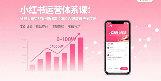 小红书运营体系课：通过大量实战案例拆解0-1000W爆款算法全攻略-梦凌网创