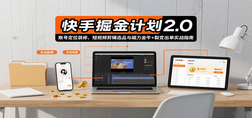 图片[1]-快手掘金计划2.0，账号定位装修、短视频剪辑选品与磁力金牛+裂变出单实战指南-梦凌网创