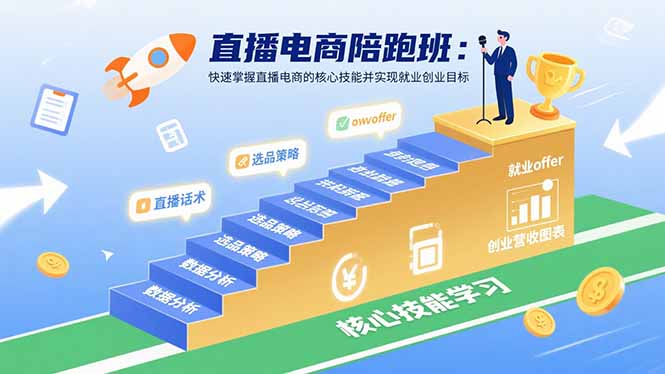 直播电商陪跑班：快速掌握直播电商的核心技能并实现就业/创业目标-梦凌网创
