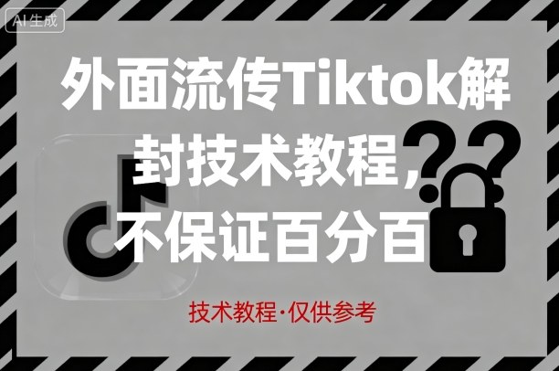 外面流传Tiktok解封技术教程，不保证百分百，具体自测-梦凌网创