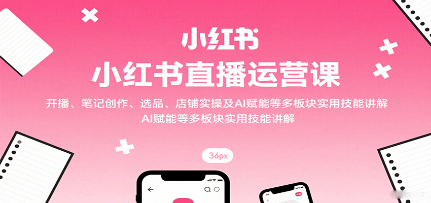 小红书直播运营课：开播、笔记创作、选品、店铺实操及 AI 赋能等多板块实用技能讲解-梦凌网创