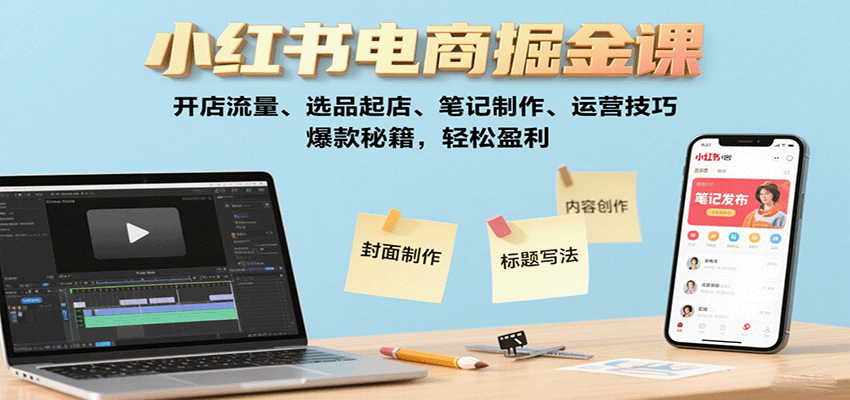 图片[1]-小红书电商掘金课：开店流量、选品起店、笔记制作、运营技巧，爆款秘籍，轻松盈利-梦凌网创