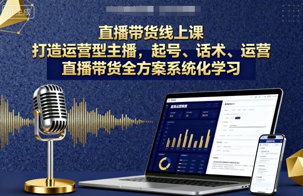直播带货线上课，打造运营型主播，起号、话术、运营，直播带货全方案系统化学习-梦凌网创