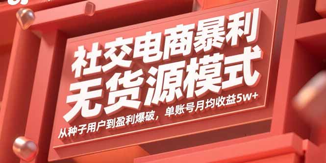 社交电商暴利无货源模式：从种子用户到盈利爆破，单账号月均收益5w+-梦凌网创