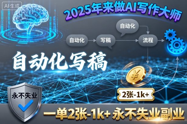 2025年来做AI写作大师，自动化写稿，一单2张-1k+，永不失业副业-梦凌网创