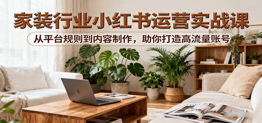 图片[1]-小红书家装行业运营实战课：从平台规则到内容制作，助你打造高流量账号-梦凌网创