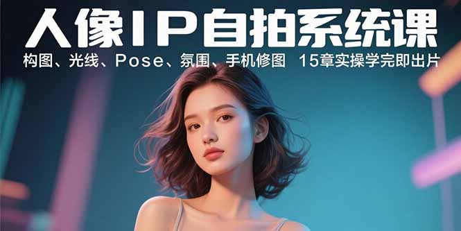 人像IP自拍系统课：构图、光线、Pose、氛围、手机修图 15章实操学完即出片-梦凌网创