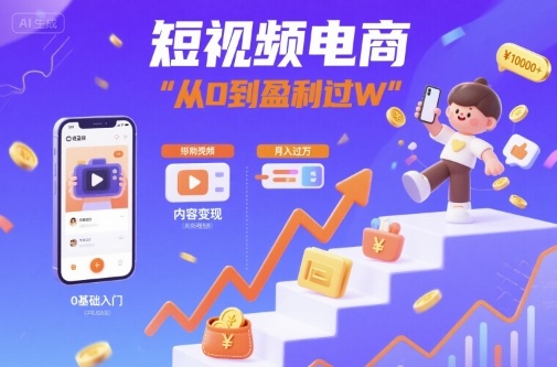 短视频电商：短视频变现从0到盈利过W-梦凌网创