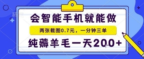 手机项目，二十秒一单，纯薅羊毛一天2张+做就有【揭秘】-梦凌网创
