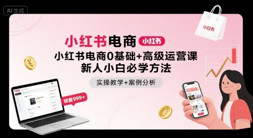 小红书电商0基础+高级运营课，新人小白必学方法，实操教学+案例分析-梦凌网创