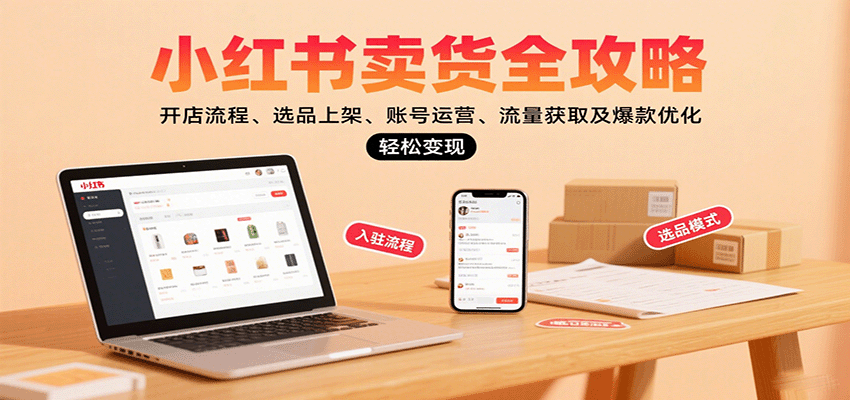 小红书卖货全攻略：开店流程、选品上架、账号运营、流量获取及爆款优化，轻松变现-梦凌网创