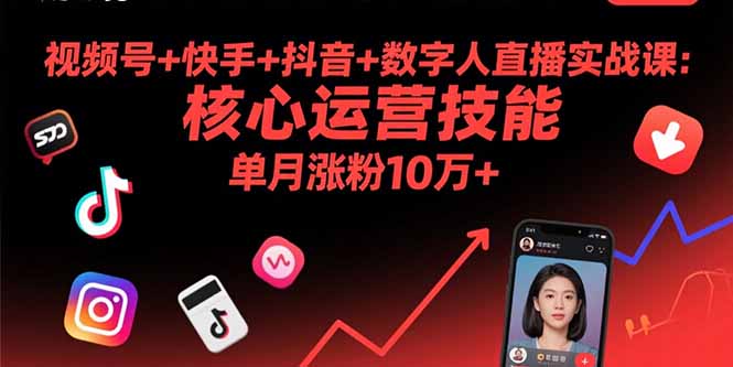视频号+快手+抖音+数字人直播实战课(9月-梦凌网创