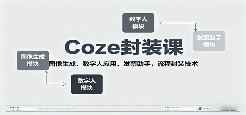 Coze封装课，图像生成、数字人应用、发票助手，流程封装技术-梦凌网创