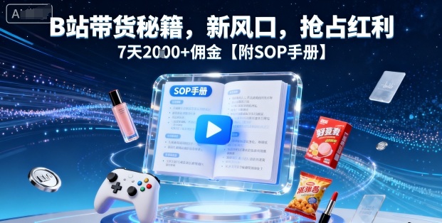 B站带货秘籍，新风口，抢占红利，7天2k+佣金【附SOP手册】-梦凌网创