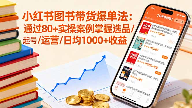 小红书图书带货爆单法：通过80+实操案例掌握选品/起号/运营/日均1000+收益-梦凌网创