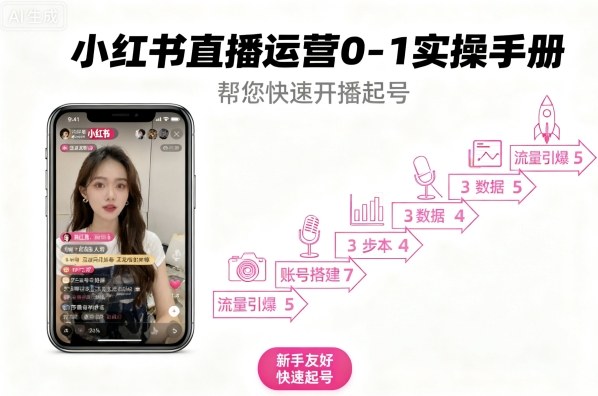 小红书直播运营0-1实操手册，帮您快速开播起号-梦凌网创