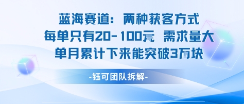 蓝海赛道：需求量大 单月累计下来能突破3W-梦凌网创