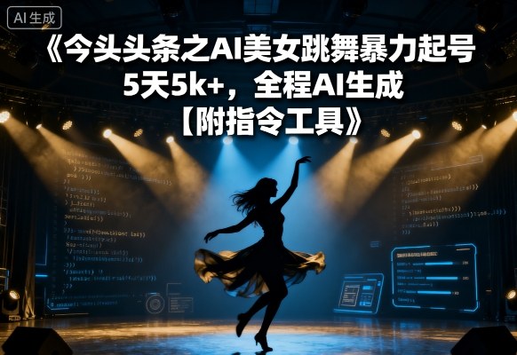 今日头条之AI美女跳舞暴力起号，5天1k+，全程AI生成【附指令工具】-梦凌网创