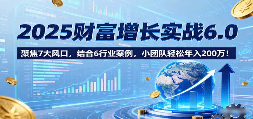 2025财富增长实战6.0，聚焦7大风口，结合6行业案例，小团队轻松年入200万！-梦凌网创