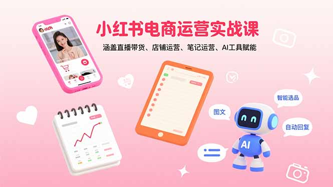 小红书电商运营实战课：涵盖直播带货、店铺运营、笔记运营、AI工具赋能-梦凌网创