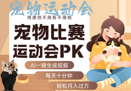 AI一键生成宠物比赛运动会PK视频，纯原创不用剪不用拍，每天十分钟，轻松月入过1W+-梦凌网创
