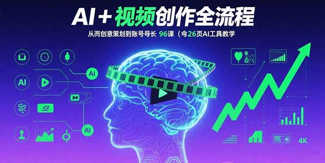 AI+短视频创作全流程：从创意策划到账号增长，96节课(含26项AI工具教学-梦凌网创