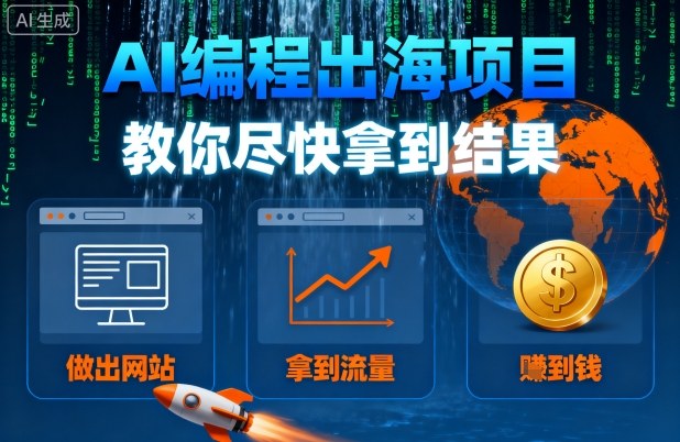 AI编程出海项目，教你尽快拿到结果-做出网站、拿到流量、賺到钱-梦凌网创