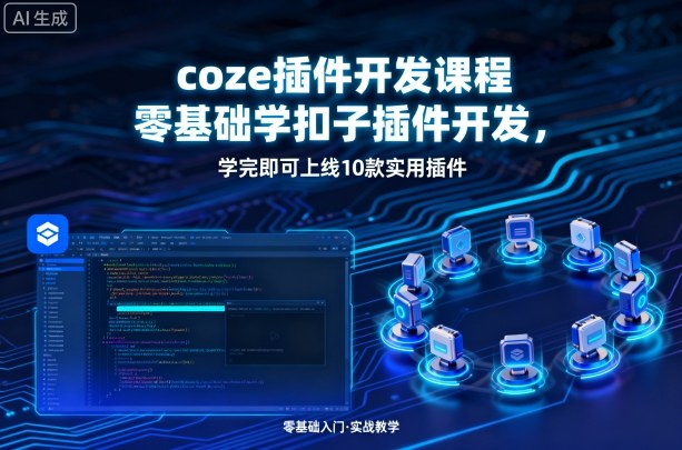 coze插件开发课程，零基础学扣子插件开发，学完即可上线10款实用插件-梦凌网创