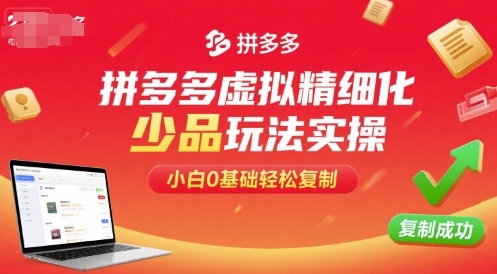 拼多多虚拟精细化少品玩法实操，小白0基础轻松复制-梦凌网创