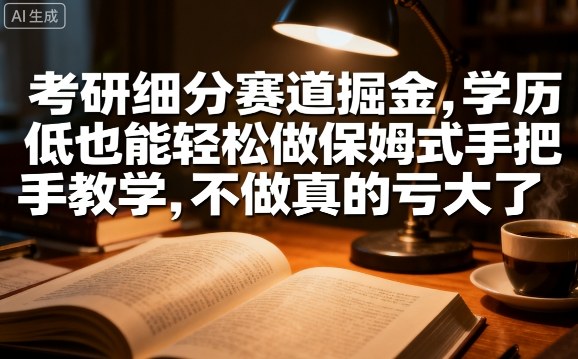 考研细分赛道掘金，日入1k+，学历低也能轻松做保姆式手把手教学，不做真的亏大了【揭秘】-梦凌网创