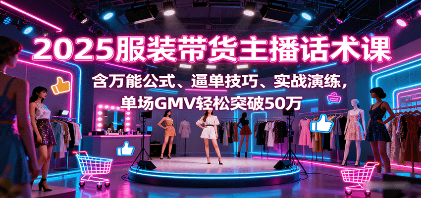 图片[1]-2025服装带货主播话术课，含万能公式、逼单技巧、实战演练，单场GMV轻松突破50万-梦凌网创