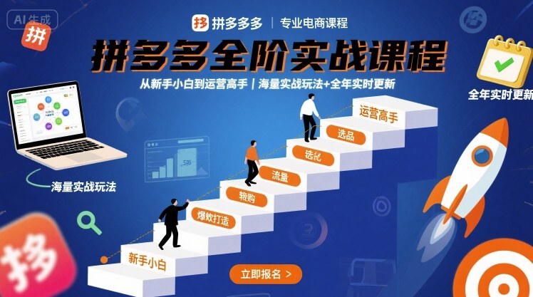 拼多多全阶实战课程，从新手小白到运营高手，海量实战玩法+全年实时更新【2025年9月更新】-梦凌网创