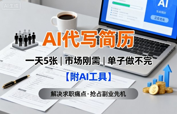AI代写简历，一天5张，今年找工作难，市场刚需，单子做不完【附AI工具】-梦凌网创