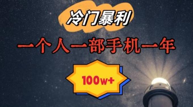暴利冷门赛道，一单268，一个人一部手机一年100w【揭秘】-梦凌网创