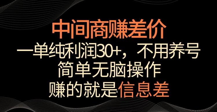 中间商赚差价，一单纯利润30+，简单无脑操作，赚的就是信息差，轻轻松松日入1000+【揭秘】-梦凌网创