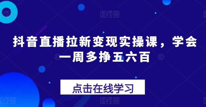 抖音直播拉新变现实操课，学会一周多挣五六百-梦凌网创