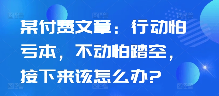 某付费文章：行动怕亏本，不动怕踏空，接下来该怎么办?-梦凌网创